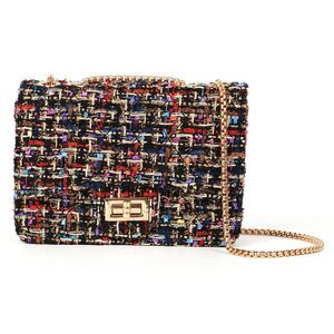 5890 Tweed Plaid Shoulder Bag Trendy Purse Handbag PU Leather Crossbody